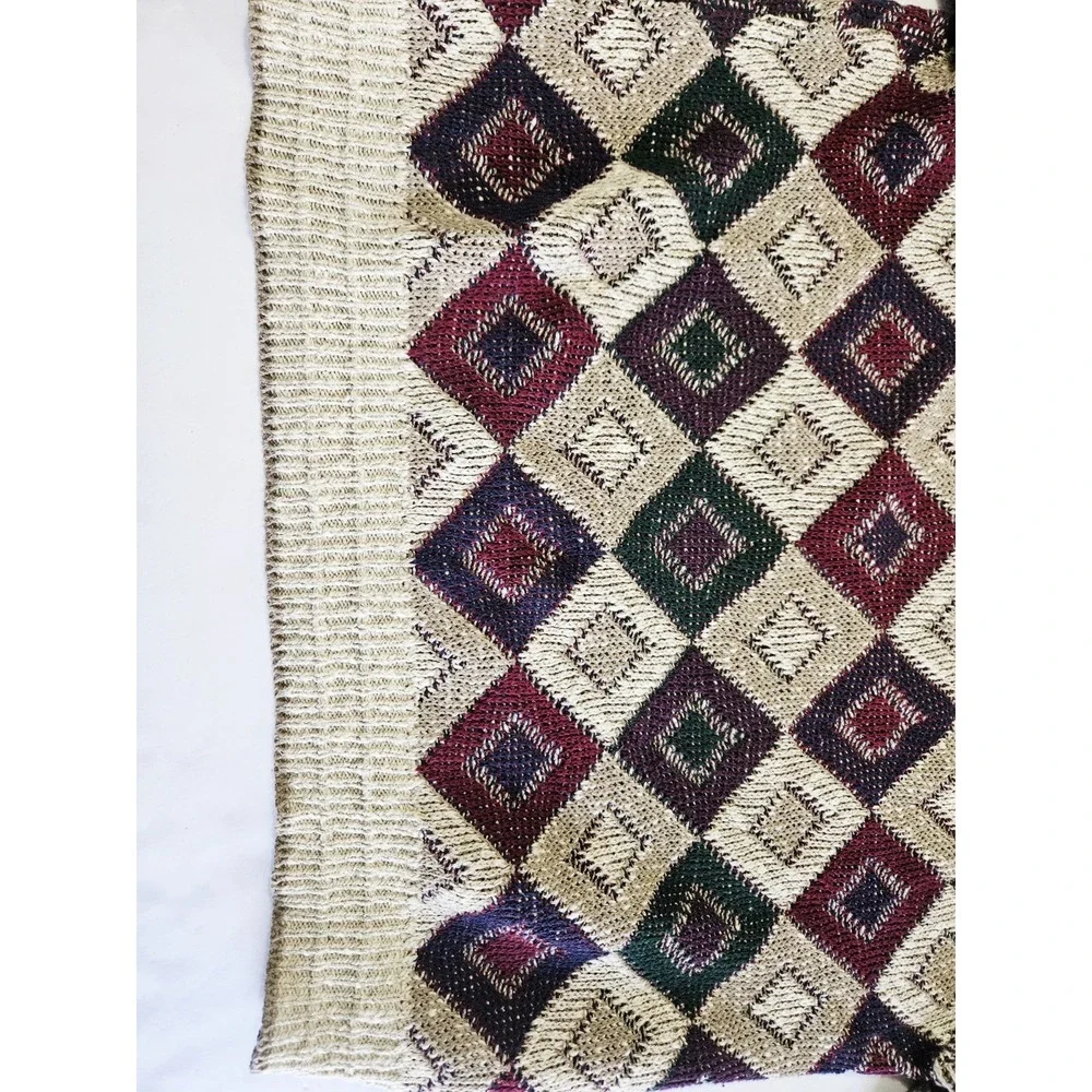 Vintage‎ Shenandoah Sweater Men's XL Multi Colored USA Cotton Diamond Pattern